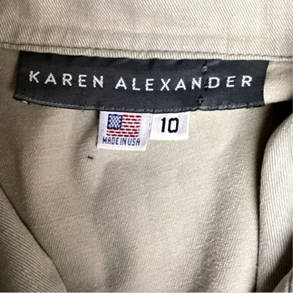 VTG Karen Alexander Cotton Button Down Shirt Dress Sz 10 Light Green Midi #76S - Picture 7 of 8